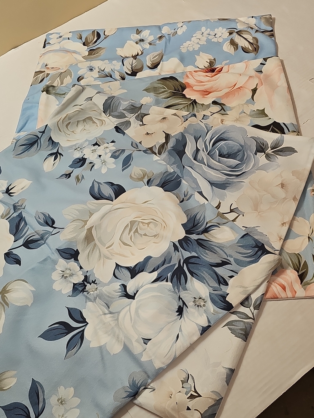 Elegant Floral Pillow Covers in Sky Blue and Cream Set Of 4 Size 20x20